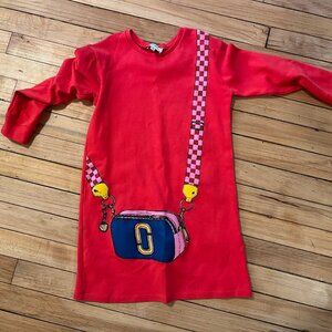 MARC JACOBS Trompe L'Oeil Dress Snapshot girls red long sleeve dress - Size 10